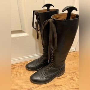 Bespoke knee-high leather granny boots
